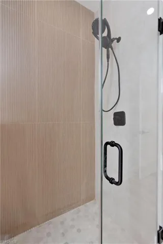 Bathroom view of a stall shower
