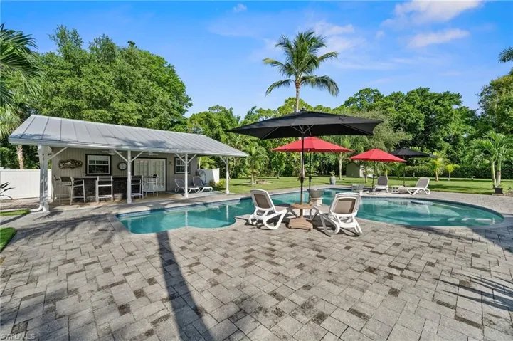 Cabana with outdoor bar/kitchen area