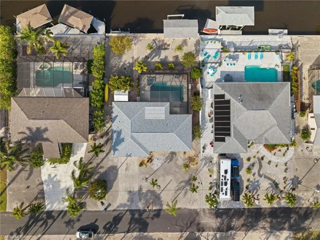 Aerial view of a pool