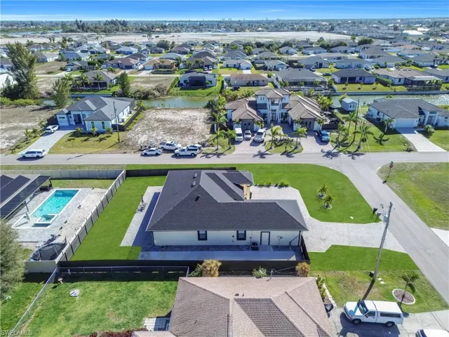 Aerial perspective of suburban area