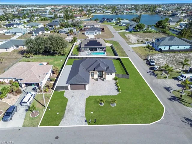 Aerial perspective of suburban area