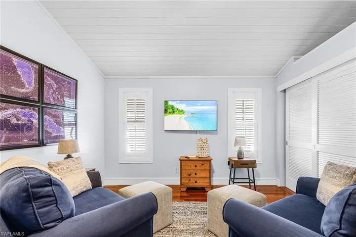 The den/study upstairs has plenty of storage and makes a relaxing TV room.