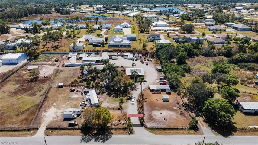 Aerial perspective of suburban area