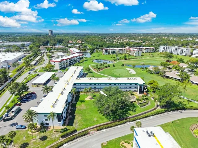 Aerial perspective showcasing the condo building