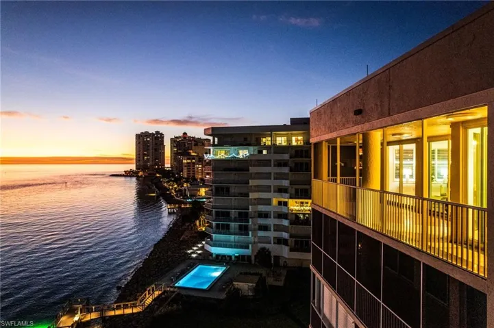 This 9th-floor SW corner PENTHOUSE lights up against the night sky, showcasing a breathtakingly beautiful view of the sunset over the Gulf of Mexico. Talk about wow factor! Southwest Florida sunsets can be even more vivid than the northern lights.