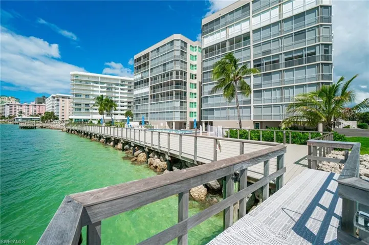 The Exclusive private fishing dock at the Mirage stretch over the tranquil Gulf waters.