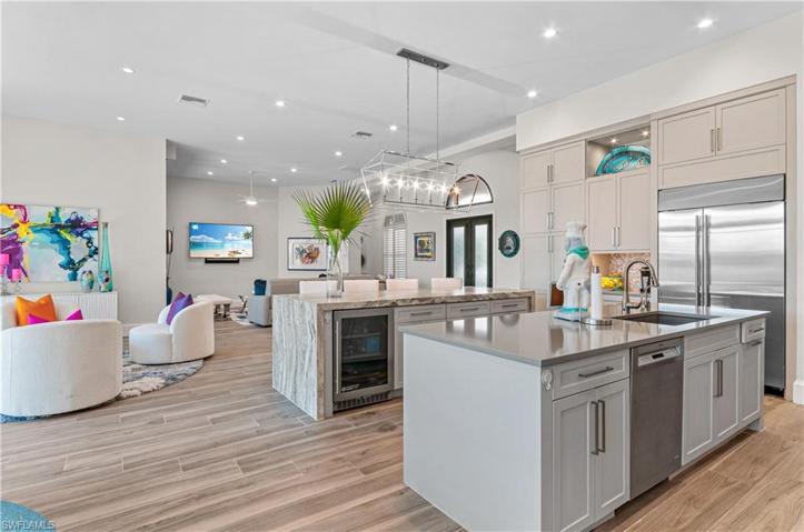 Island with Beverage Refrigerator
