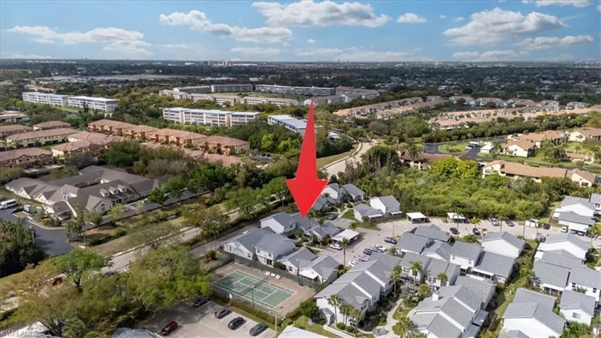 Aerial perspective of suburban area