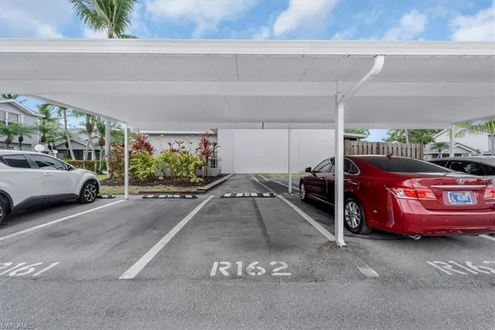 View of covered parking lot