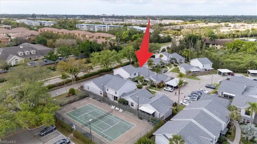 Aerial perspective of suburban area
