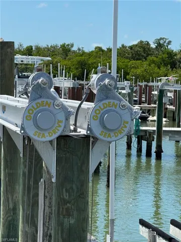 Dock featuring boat lift