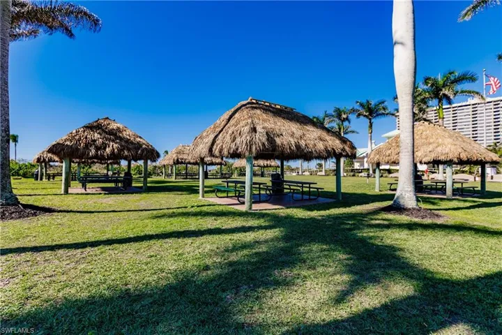 Picnic Chickees with charcoal grills at Marco Island's Residents' Beach