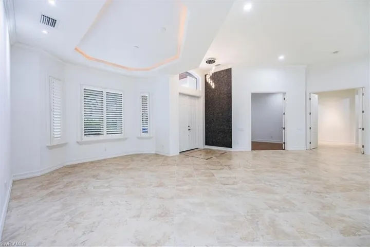 Dining area off the great room across from the front entry and den.
