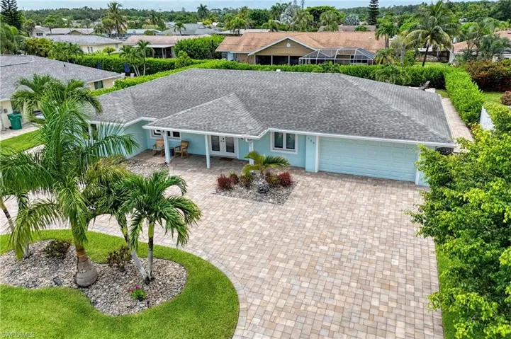 Aerial view, 2 car garage