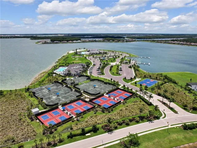 Aerial view of a large body of water