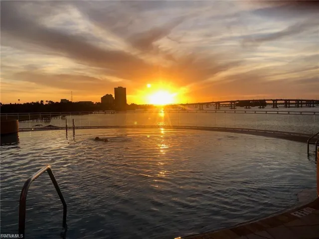 Sunset over the river from the pool deck