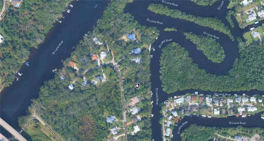 Aerial Map. Displaying the property's geographic location and surrounding waterways