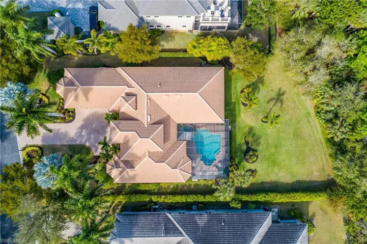 Aerial view of a pool
