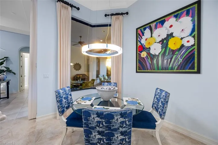 Dining space featuring ceiling fan
