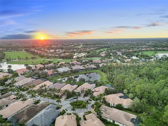 Aerial view at dusk with a water view