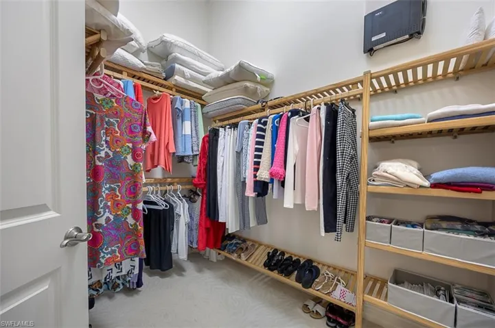 Walk in closet with carpet