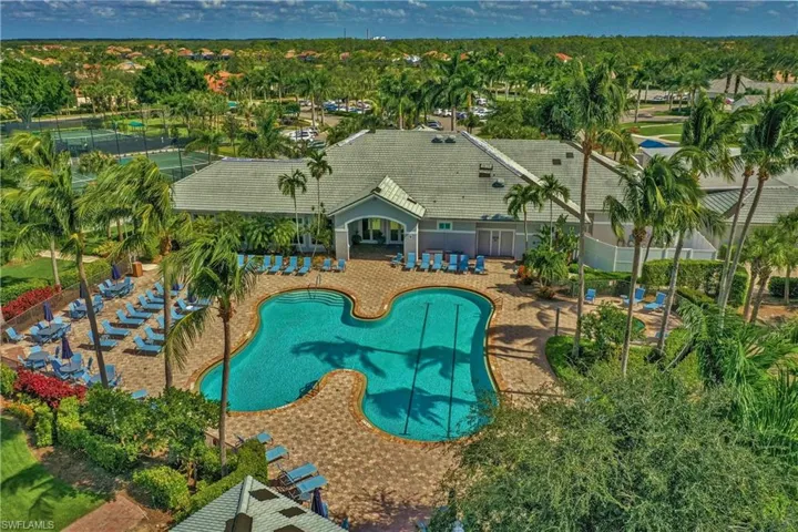 Bird's eye view of a pool area