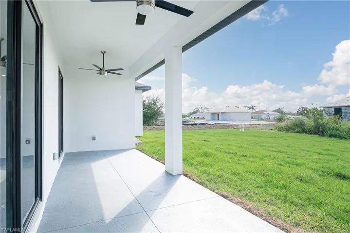 View of patio / terrace featuring a ceiling fan