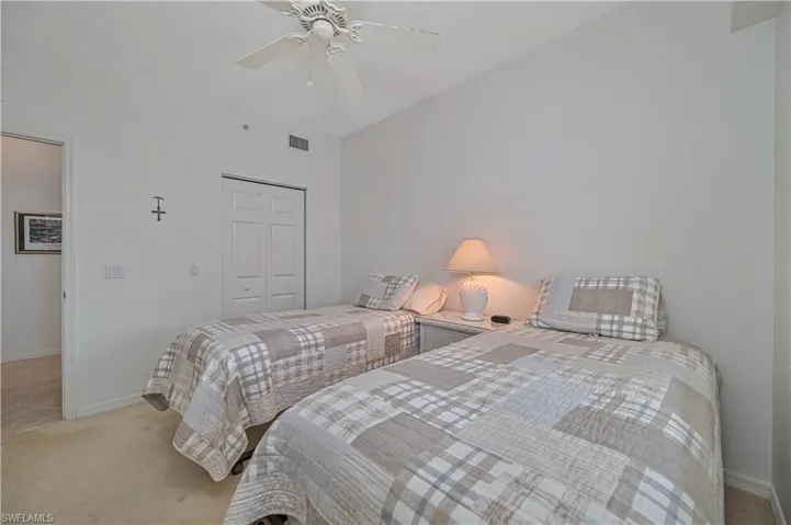 The second bedroom has a sizable, walk-in closet.