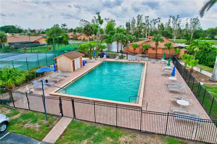 View of swimming pool with a patio