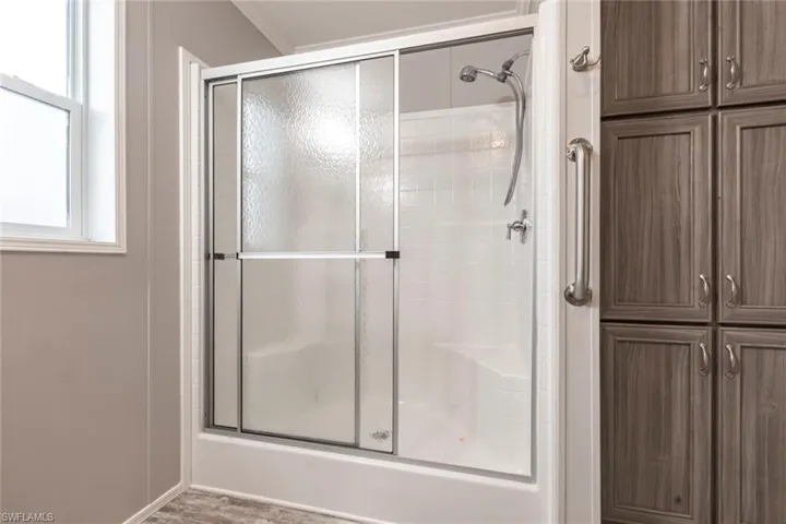 Bathroom with a shower stall