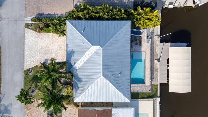 Drone / aerial view of a pool