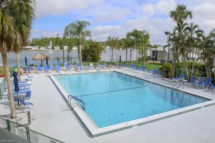 View of swimming pool and spa