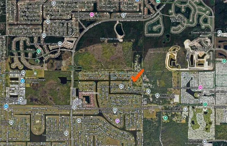 Aerial map of property and surrounding area