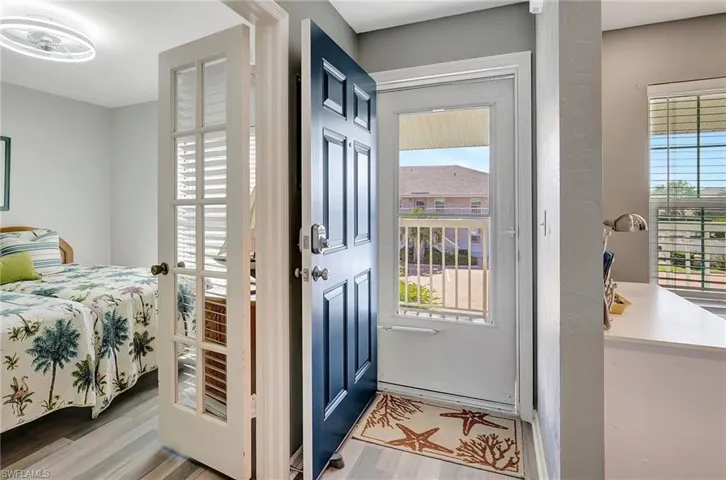 Entryway with light wood-type flooring