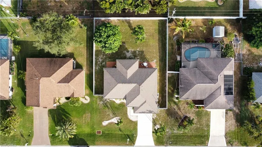 Aerial view of a pool