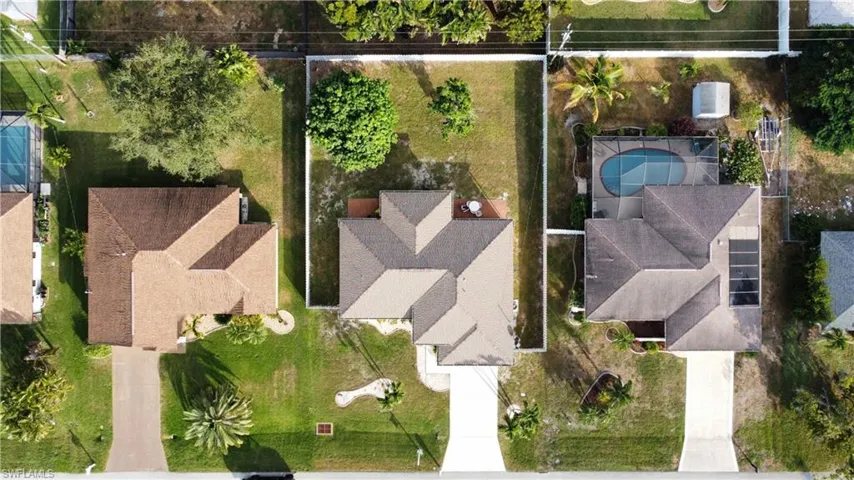 Aerial view of a pool area