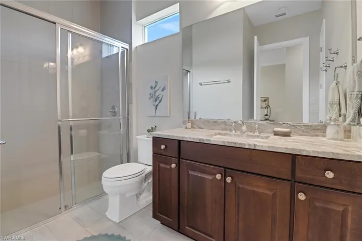 First floor bath with leathered granite counters