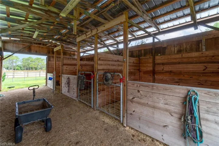 3 stalls & tack room