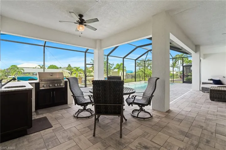 Grill built-in to the outdoor kitchen, included
