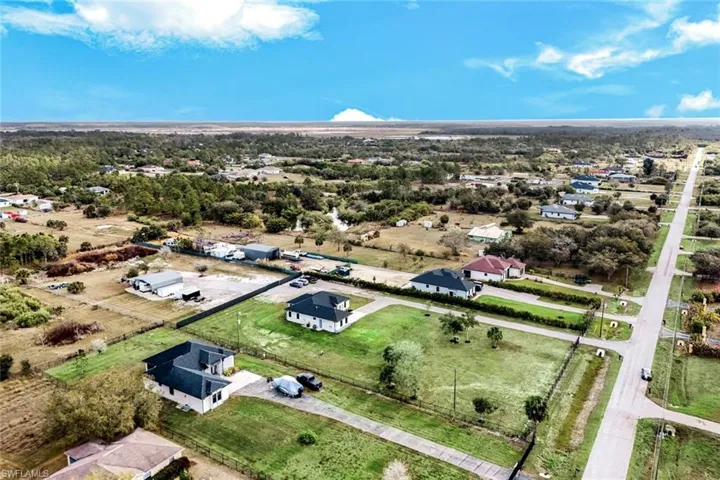 Aerial perspective of suburban area