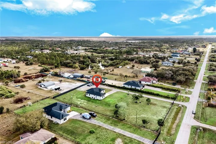 Aerial view of residential area