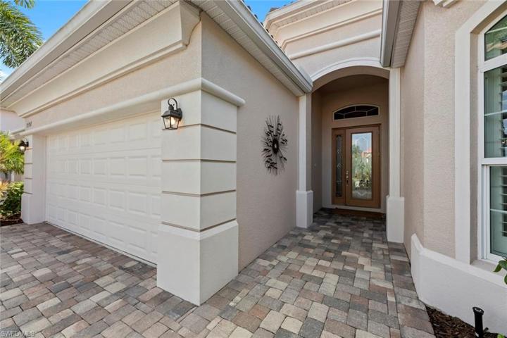 Brick walk way to covered entry
