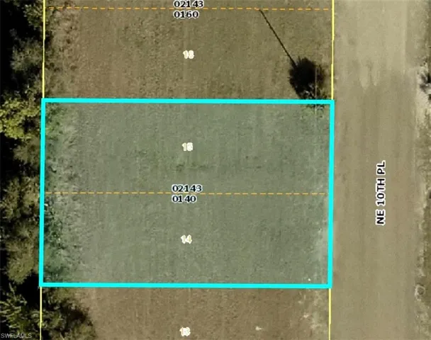 Aerial view of property's location with property parcel outlined