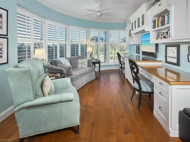 Den space can be used as an office or a second living area.