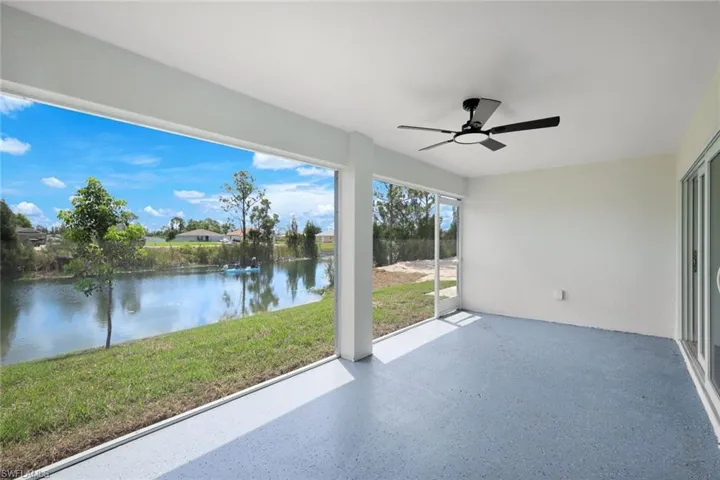 large screened lanai with water views