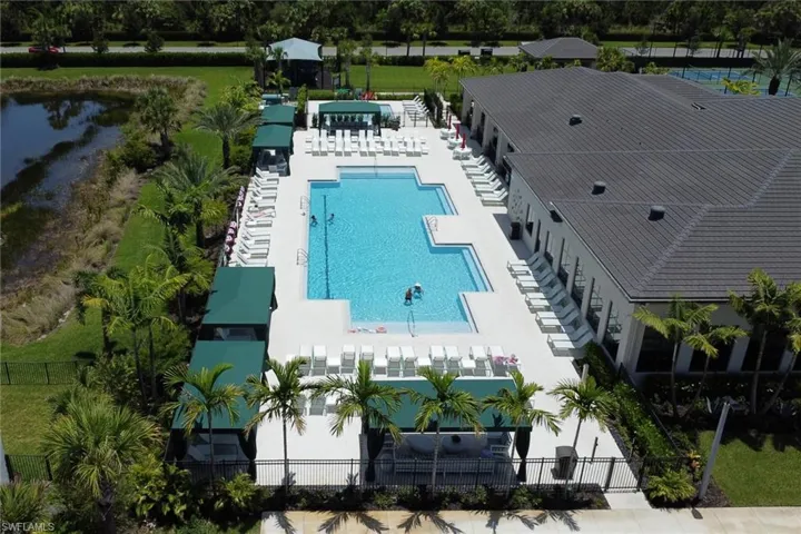 Aerial view of the resort-style pool.