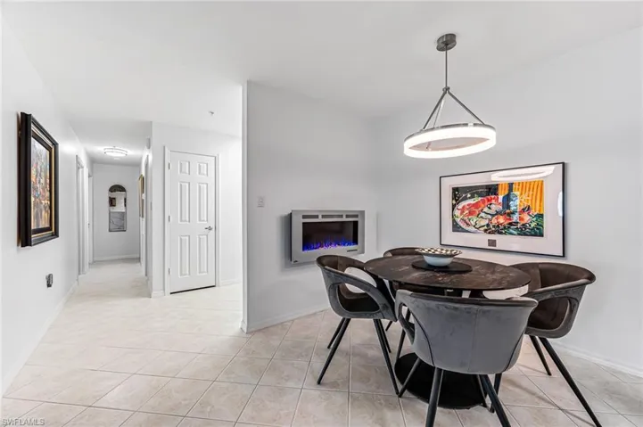 View of tiled dining area