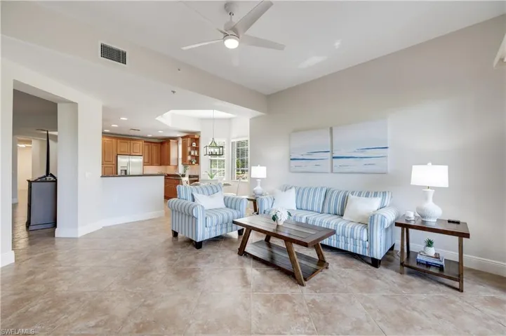 Family room open to the kitchen