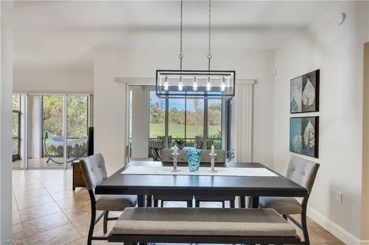Dining room with view of golf course