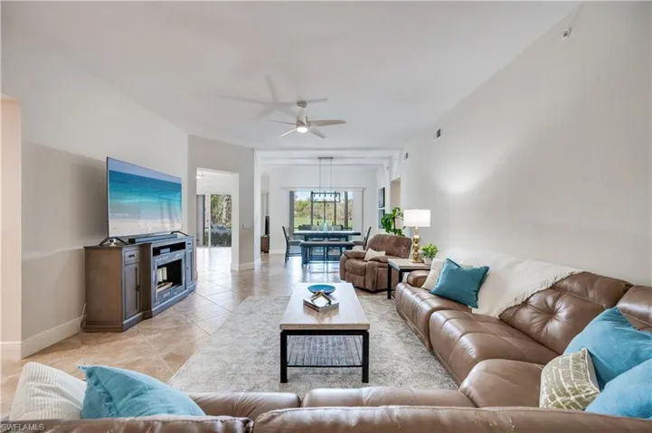 Living room open to dining area